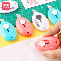 DELI Portable Oval Mini Paper Cutter Retractable Utility Knife Open Box Handcraft DIY Tool School home office