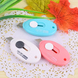 DELI Portable Oval Mini Paper Cutter Retractable Utility Knife Open Box Handcraft DIY Tool School home office