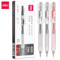 DELI Retractable Gel Ink Pens Black Blue Bullet Tip Office Writing Pen 0.5 mm Replaceable Refills School Supplies