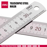 DELI Stainless Steel Straight Ruler Precision 15-30CM Flat Thick Metal Measuring Scale Tools Office Supplies