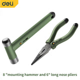 DELI green 2/8 Pcs Multitool Sets Installation Nail Hammer Tape Measuring Home Wrench/Pliers/screwdriver Hand Repair Tools Kits