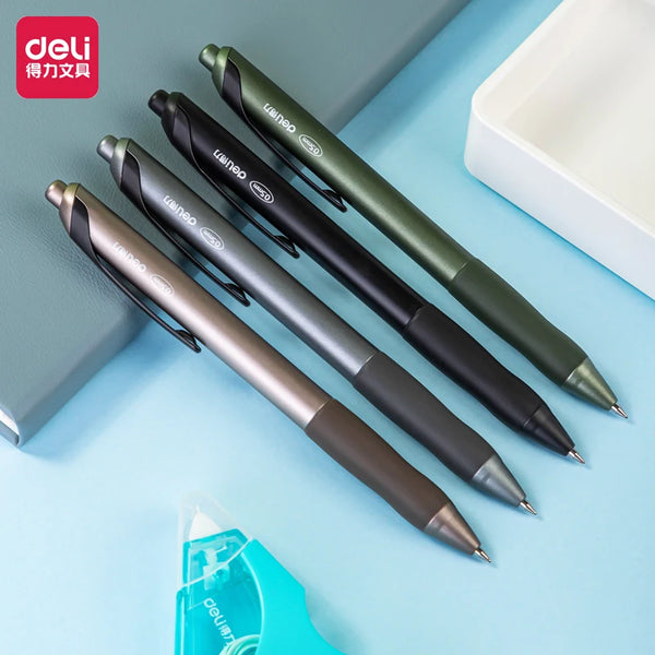 Deli 0.5mm 4pcs Black Ink Gel Pen Stationery For Writing High-quality Pen Signing Pen School Student Supplies Office Supplies