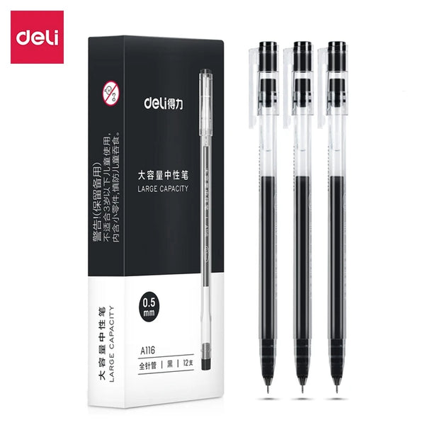 Deli 1 PC Gel Pen 0.5mm 3 Colors Large Capacity Writing Supplies A116