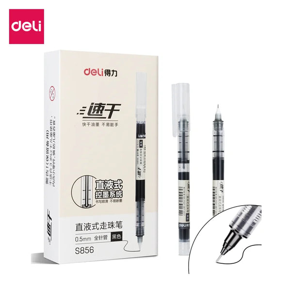 Deli 1 PC Straight Liquid Pen 0.5mm 3 Colors Ink Writing Supplies S856