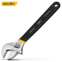 Deli 1 Pcs 6/8/10/12 Inch Adjustable Wrench with Black Rubber Non-slip Handle Maintenance Workers Repairing Universal Hand Tools