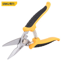 Deli 1 Pcs 7/8 Inch Electrician Shears Non-slip Rubberized Handle Stripper Wire Multifunctional Household Hand Tool Scissors