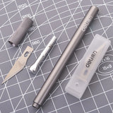 Deli 1 Set Carving Utility Knife with 10 Blades DIY Materials Mini Portable Art Supplies 2102