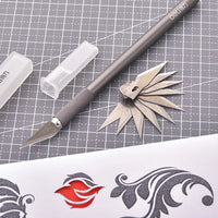 Deli 1 Set Carving Utility Knife with 10 Blades DIY Materials Mini Portable Art Supplies 2102