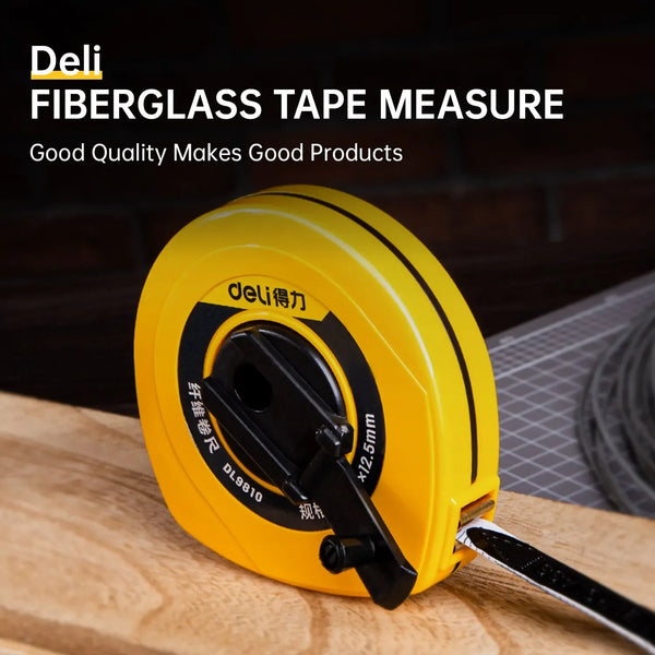 Deli 10M Tape Fiberglass Tape Measure Flexible Measurement Ruler