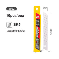 Deli 10pcs/box Knife Blade 18mm Width SK5 Metal Blade for Home School Art Craft Paper Box Cutting Utility Knife Tool stationery