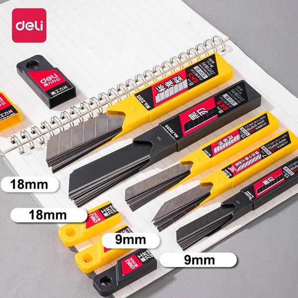 Deli 10pcs/box Knife Blade 18mm Width SK5 Metal Blades for Home School Suplies Art Craft Paper Box Cutting Utility Knife Tool