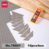 Deli 10pcs/box Knife Blade 19mm Width SK5 Metal Utility Knife Blades for Home School HandCraft Paper Box Cutting Trapezoid Blade