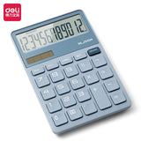 Deli 12-digit Electronic Calculator Home Office Desktop Calculator Student Supplies Financial Tools Coin Cell + Solar Calculator