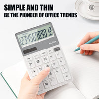 Deli 12-digit Electronic Calculator Home Office Desktop Calculator Student Supplies Financial Tools Coin Cell + Solar Calculator