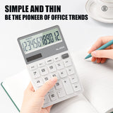 Deli 12-digit Electronic Calculator Home Office Desktop Calculator Student Supplies Financial Tools Coin Cell + Solar Calculator