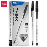 Deli 12PCS/Box Ball Point Pen 0.7mm Black/Blue Ink Smooth Writing Office Supply EQ1-BK EQ1-BL EQ1-C