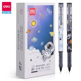 Deli 12Pcs 0.5mm Quick Dry Black Ink Gel Pen Tube Straight Liquid Rollerball Office Supplies Signature Pen for School Student