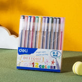 Deli 12pcs Set High Quality Color Gel Pen Writing Neutral Pen Rollerball Pen 0.5mm Bullet Blue Ink Signature Pen Ballpoint