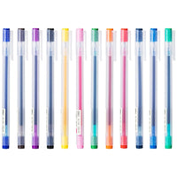 Deli 12pcs Set High Quality Color Gel Pen Writing Neutral Pen Rollerball Pen 0.5mm Bullet Blue Ink Signature Pen Ballpoint