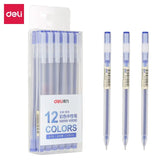 Deli 12pcs Set Ultra Quality Gel Pen Writing Neutral Pen Black Blue Red Ink Signature Pen Ballpoint For Office School Supplies