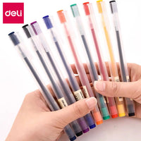 Deli 12pcs Set Ultra Quality Gel Pen Writing Neutral Pen Black Blue Red Ink Signature Pen Ballpoint For Office School Supplies