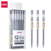 Deli 12pcs Set Ultra Quality Gel Pen Writing Neutral Pen Black Blue Red Ink Signature Pen Ballpoint For Office School Supplies