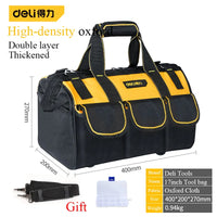 Deli 1680D Oxford Cloth Tool Bag Electrician Hardware Kit Portable Storage Bag Tools Pouch Small Toolbag Canvas Tool Organizer
