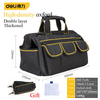 Deli 1680D Oxford Cloth Tool Bag Electrician Hardware Kit Portable Storage Bag Tools Pouch Small Toolbag Canvas Tool Organizer