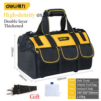 Deli 1680D Oxford Cloth Tool Bag Electrician Hardware Kit Portable Storage Bag Tools Pouch Small Toolbag Canvas Tool Organizer