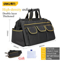 Deli 1680D Oxford Cloth Tool Bag Electrician Hardware Kit Portable Storage Bag Tools Pouch Small Toolbag Canvas Tool Organizer