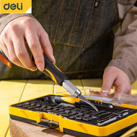 Deli 16Pcs SK5 Steel Portable Knife Set Kits Blade Knife Handle Repair Tool Set DIY Wood Carving Woodworking Cutting Hand Tools