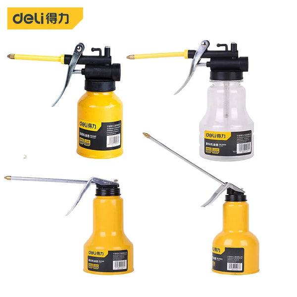 Deli 180ML 250ML 350ML 500ML Long Nozzle Oiler Greasing Oil Can Gear Lubrication High Pressure Pump Grease Guns Car Repair Tool