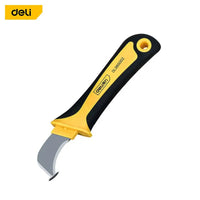 Deli 1Pcs Electrician Knife Cable Stripping Knife Wire Stripper Straight Curved Hook Fixed Blade Knives Cable Cutter Hand Tools