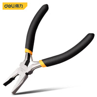 Deli 1Pcs Portable Durable Carbon Steel Forging Jewellery Pliers Light Weight Mini Pliers Hand Tools Round Flat Long Nose Pliers