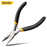 Deli 1Pcs Portable Durable Carbon Steel Forging Jewellery Pliers Light Weight Mini Pliers Hand Tools Round Flat Long Nose Pliers