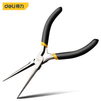 Deli 1Pcs Portable Durable Carbon Steel Forging Jewellery Pliers Light Weight Mini Pliers Hand Tools Round Flat Long Nose Pliers