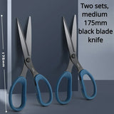 Deli 210/175mm Black Stainless Steel Scissors Business Office Stationery Home Tailor Shears Kitchen Knife Cutter Cutting Tool