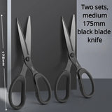 Deli 210/175mm Black Stainless Steel Scissors Business Office Stationery Home Tailor Shears Kitchen Knife Cutter Cutting Tool