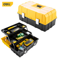 Deli 21in 3-Layer Foldable Tool Box, Heavy-Duty Portable Storage Organizer, For Home, Garage, and Professional Use