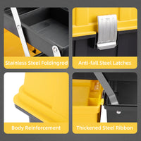 Deli 21in 3-Layer Foldable Tool Box, Heavy-Duty Portable Storage Organizer, For Home, Garage, and Professional Use