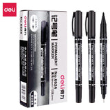 Deli 3/9/12pcs Twin Tip Permanent Marker Pen Set Fine Point Waterproof Ink Thin Nib Crude Nib Black Ink 0.5mm-2mm Fine Color