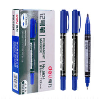 Deli 3/9/12pcs Twin Tip Permanent Marker Pen Set Fine Point Waterproof Ink Thin Nib Crude Nib Black Ink 0.5mm-2mm Fine Color