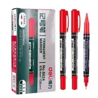 Deli 3/9/12pcs Twin Tip Permanent Marker Pen Set Fine Point Waterproof Ink Thin Nib Crude Nib Black Ink 0.5mm-2mm Fine Color