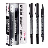 Deli 3/9/12pcs Twin Tip Permanent Marker Pen Set Fine Point Waterproof Ink Thin Nib Crude Nib Black Ink 0.5mm-2mm Fine Color