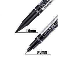 Deli 3/9/12pcs Twin Tip Permanent Marker Pen Set Fine Point Waterproof Ink Thin Nib Crude Nib Black Ink 0.5mm-2mm Fine Color