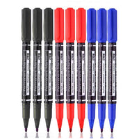 Deli 3/9/12pcs Twin Tip Permanent Marker Pen Set Fine Point Waterproof Ink Thin Nib Crude Nib Black Ink 0.5mm-2mm Fine Color