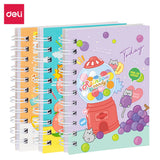 Deli 3pcs Set Cartoon Spiral Notebook Cute Animal Portable Notepad Horizontal Line Inner Page Student Stationery Kids School