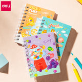 Deli 3pcs Set Cartoon Spiral Notebook Cute Animal Portable Notepad Horizontal Line Inner Page Student Stationery Kids School