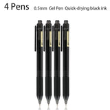 Deli 4 Pcs Gel Pen 0.5mm Black Ink Quick-Drying Bolígrafos Papelería Kawaii Learning Office Signature Pen Stationery Store