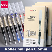 Deli 6/10pcs Rollerball Pen Set 0.5mm Black Blue Red Quick-drying Ink Gel Pens Stationery Supplies Student Writing Signature Pen